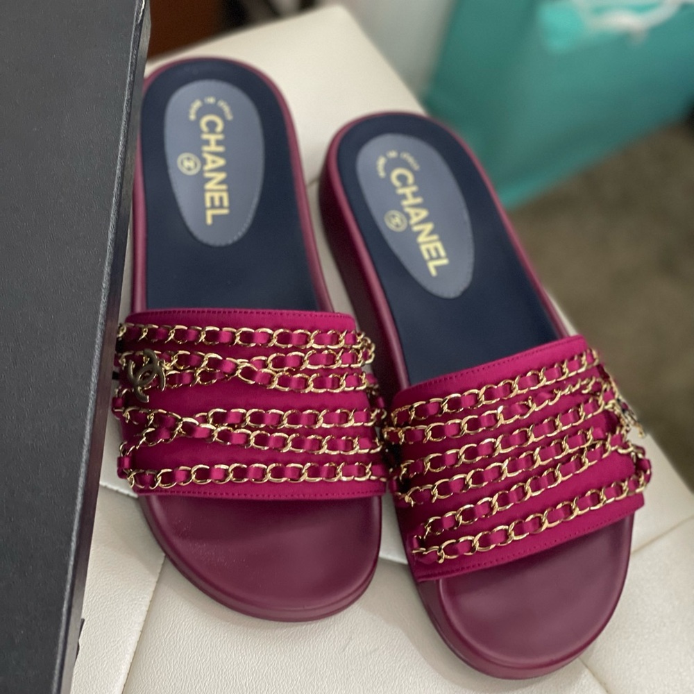 Chanel Dark Fuchsia Mule